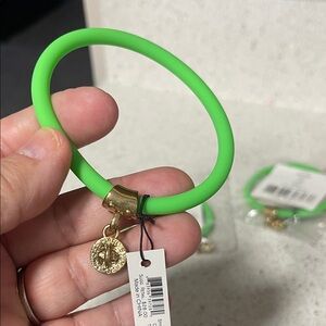 Green and pink  Bracelet with Gold Charm bundle
